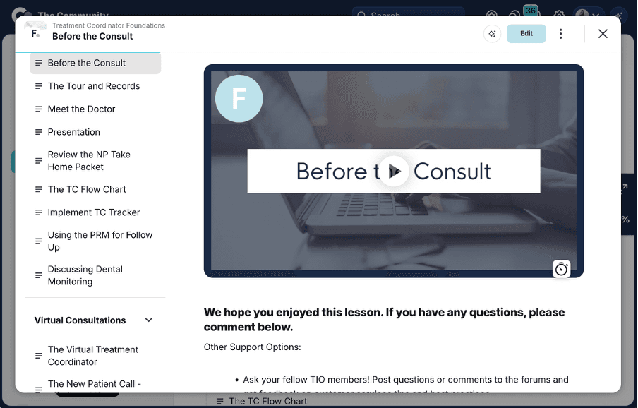 TIO TC online training course platform
