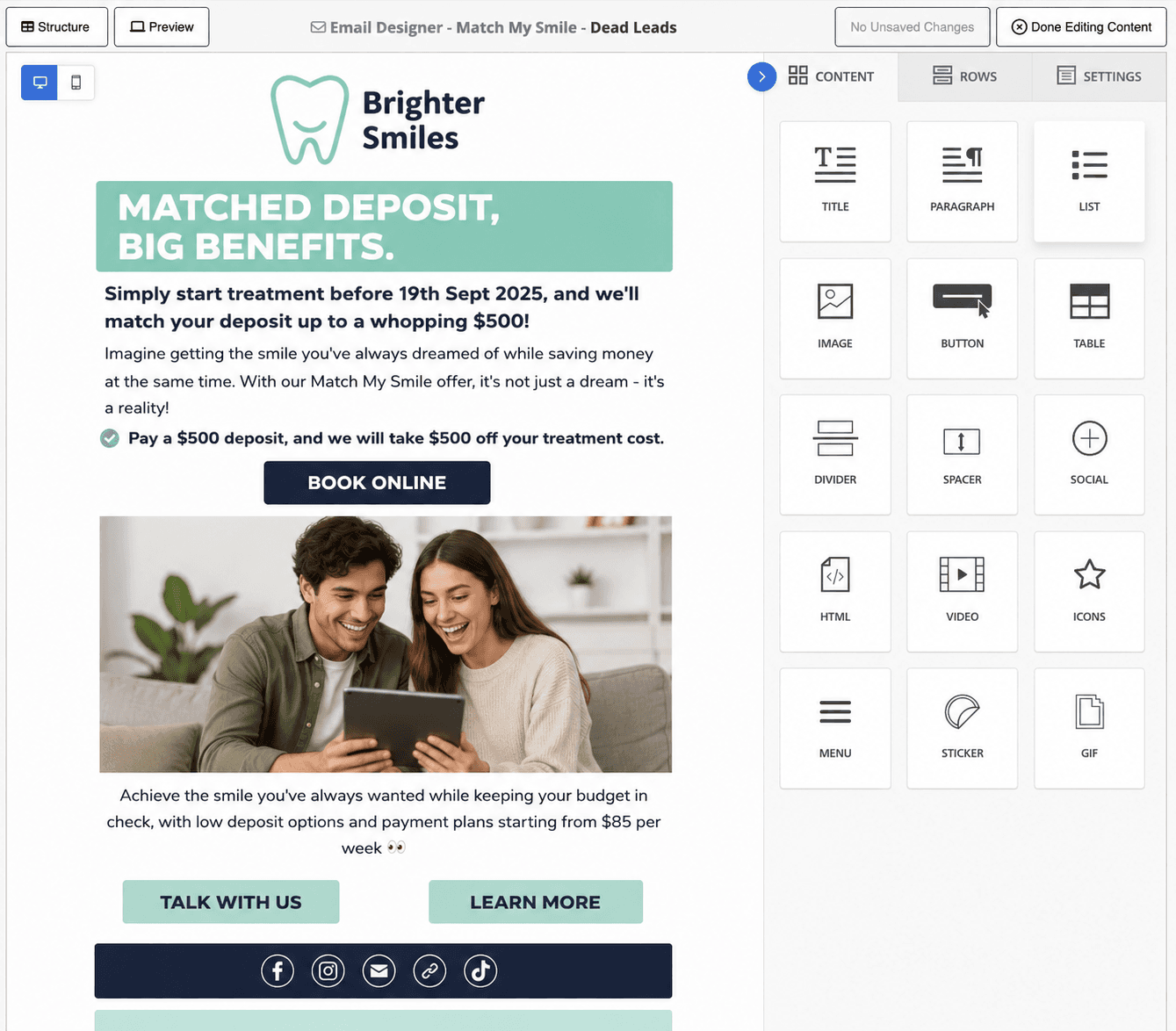 PRM email blast campaign